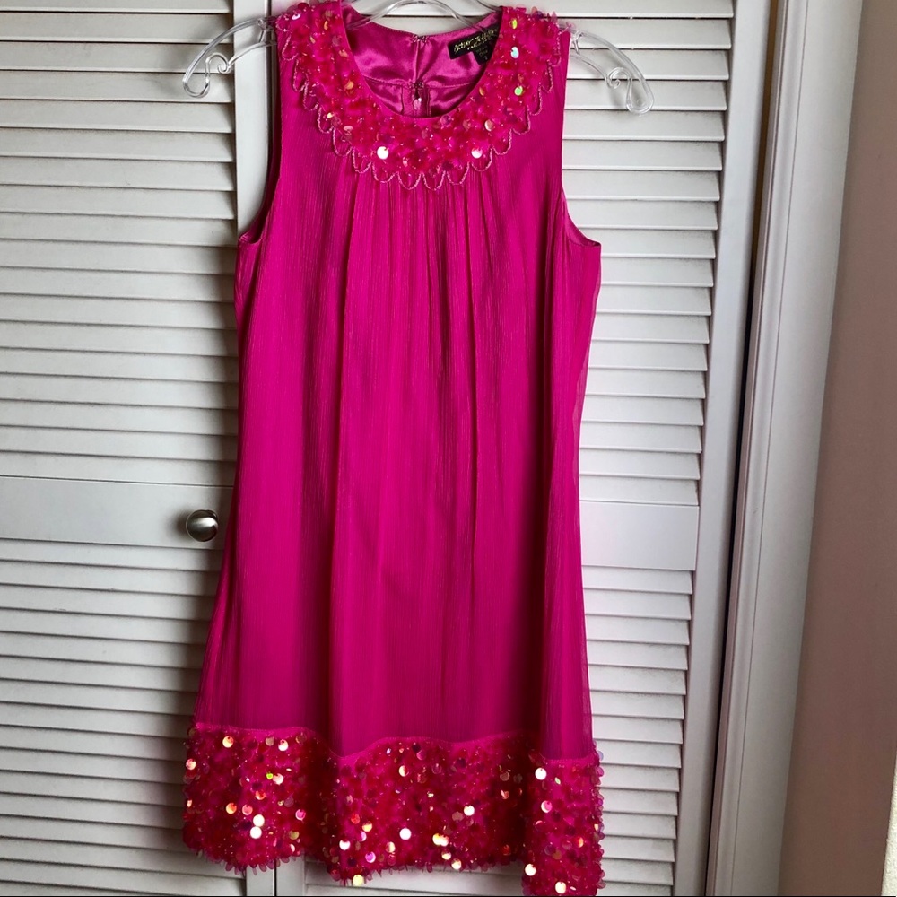 NWT BETSEY JOHNSON HOT PINK/ SEQUIN DRESS - Picture 1 of 7